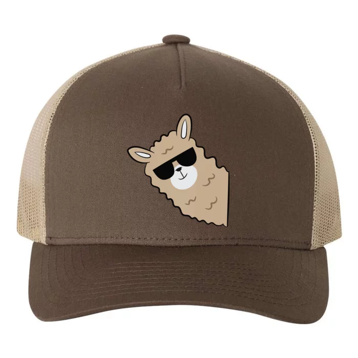 Cute Llama Alpaca With Sunglasses Funny Llama Yupoong Adult 5-Panel Trucker Hat