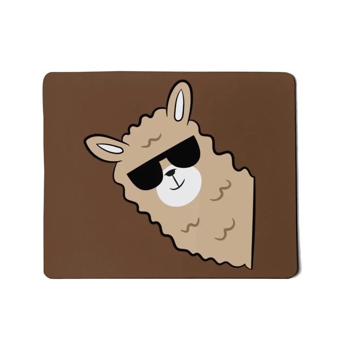 Cute Llama Alpaca With Sunglasses Funny Llama Mousepad