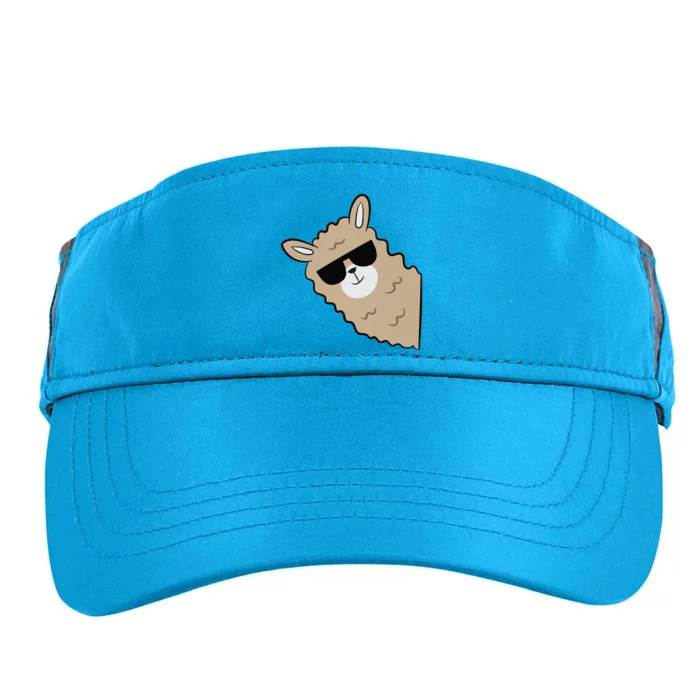 Cute Llama Alpaca With Sunglasses Funny Llama Adult Drive Performance Visor