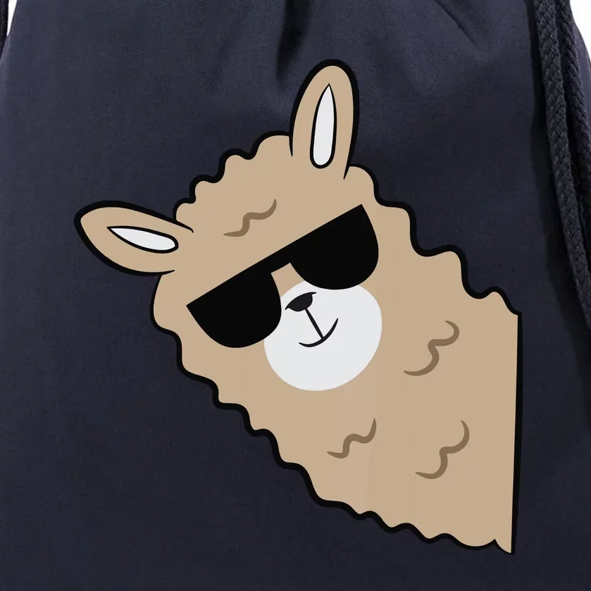 Cute Llama Alpaca With Sunglasses Funny Llama Drawstring Bag