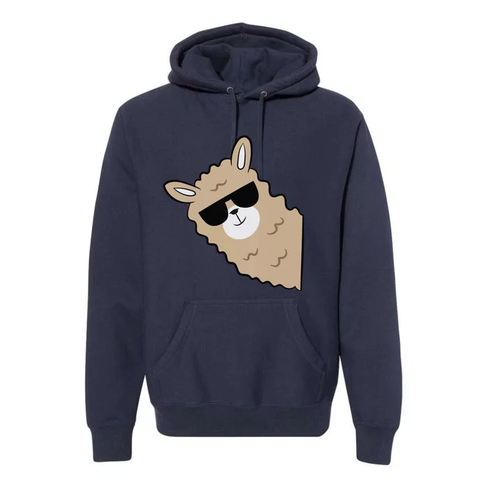 Cute Llama Alpaca With Sunglasses Funny Llama Premium Hoodie