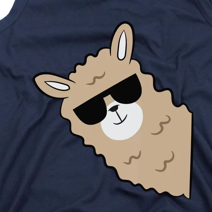 Cute Llama Alpaca With Sunglasses Funny Llama Tank Top