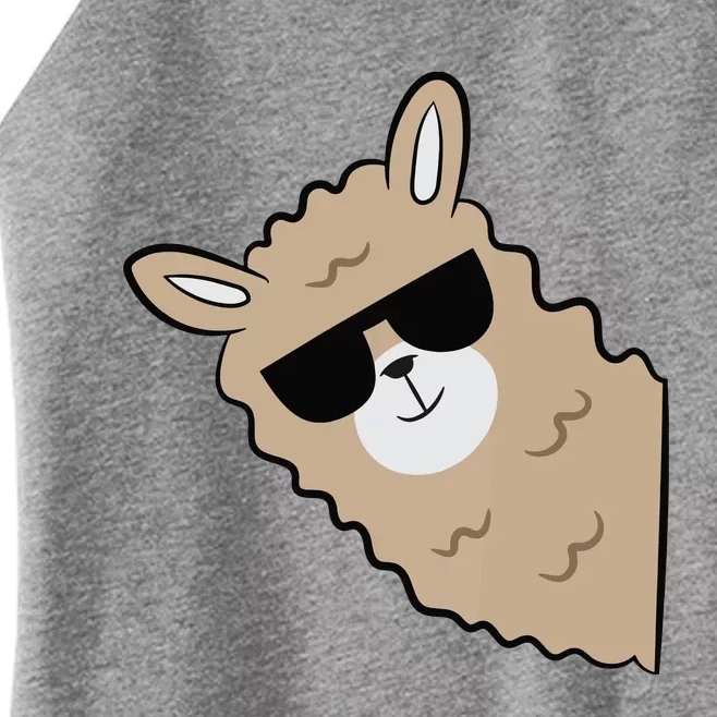 Cute Llama Alpaca With Sunglasses Funny Llama Women’s Perfect Tri Rocker Tank