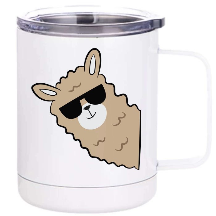 Cute Llama Alpaca With Sunglasses Funny Llama Front & Back 12oz Stainless Steel Tumbler Cup