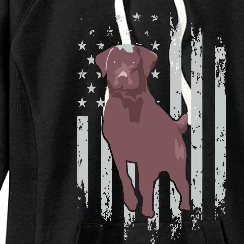 Chocolate Lab American Flag Brown Labrador Retriever Owner Women's Fleece Hoodie