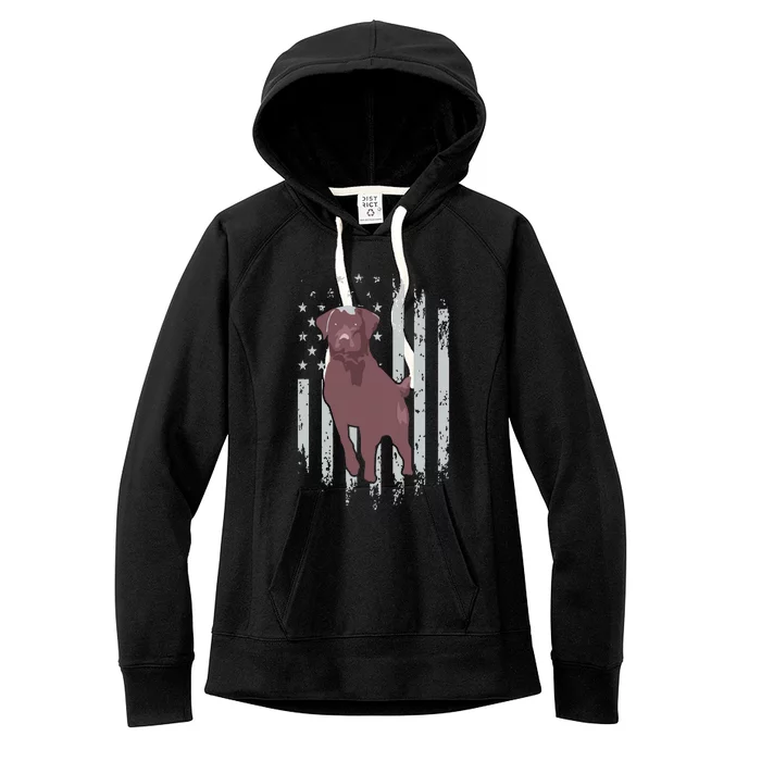 Chocolate Lab American Flag Brown Labrador Retriever Owner Women's Fleece Hoodie