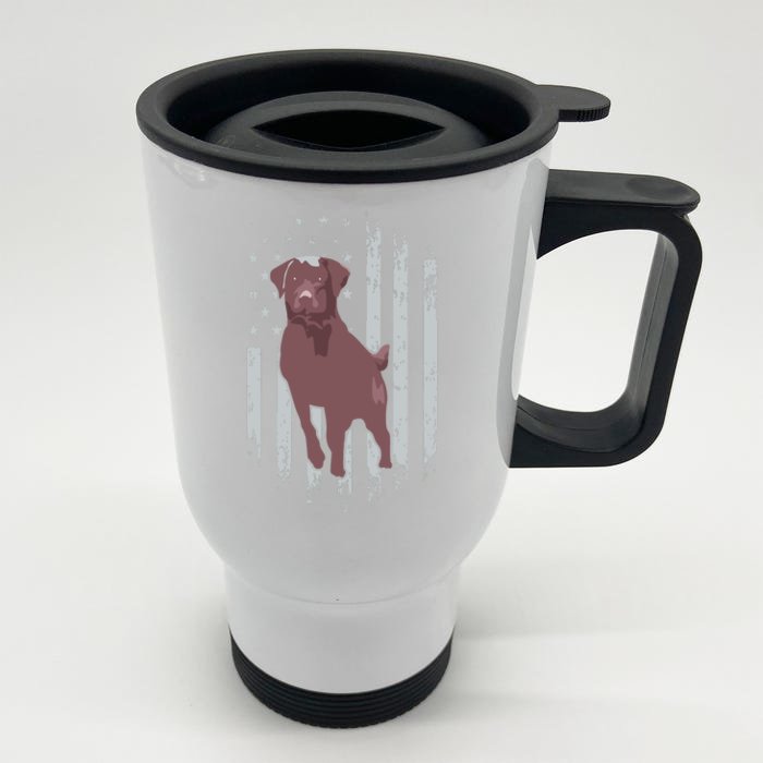 Chocolate Lab American Flag Brown Labrador Retriever Owner Front & Back Stainless Steel Travel Mug