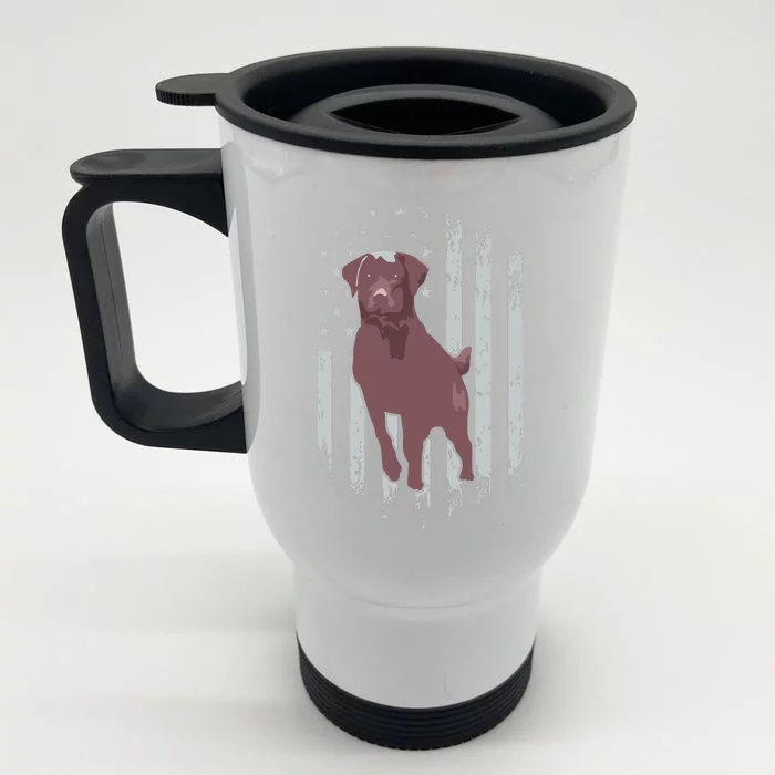 Chocolate Lab American Flag Brown Labrador Retriever Owner Front & Back Stainless Steel Travel Mug