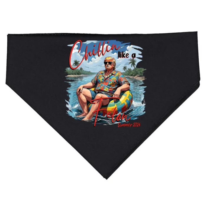 Chillin Like A Felon Trump For President 2024 Retro Summer USA-Made Doggie Bandana