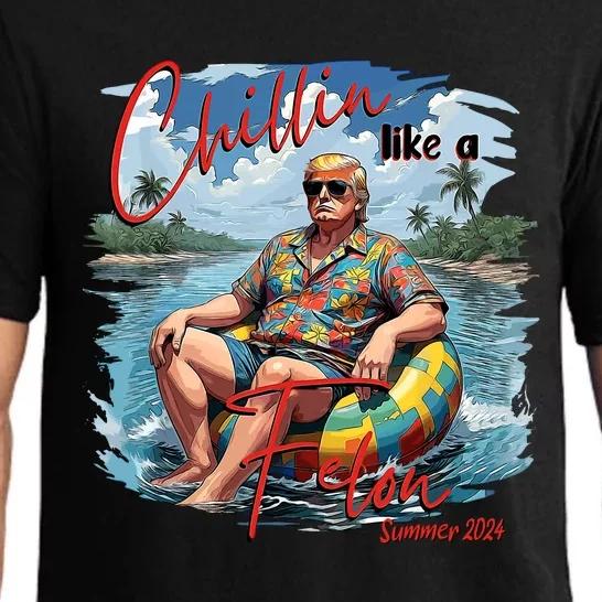 Chillin Like A Felon Trump For President 2024 Retro Summer Pajama Set