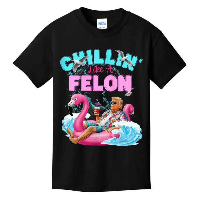 Chillin Like A Felon Summer Retro Pool Kids T-Shirt