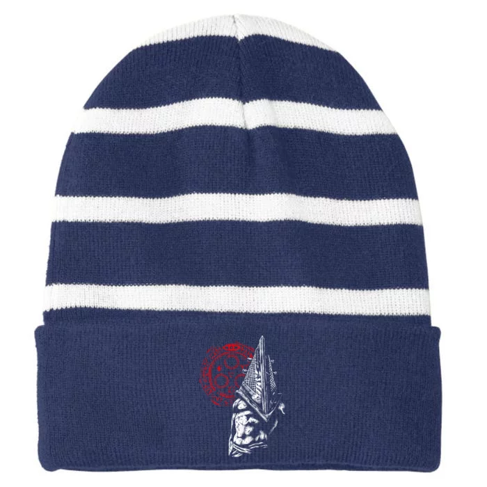 Chain Link And Fog Striped Beanie with Solid Band