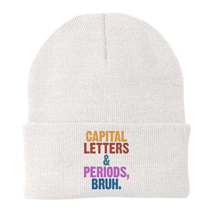 Capital Letters And Periods Bruh Funny School Knit Cap Winter Beanie