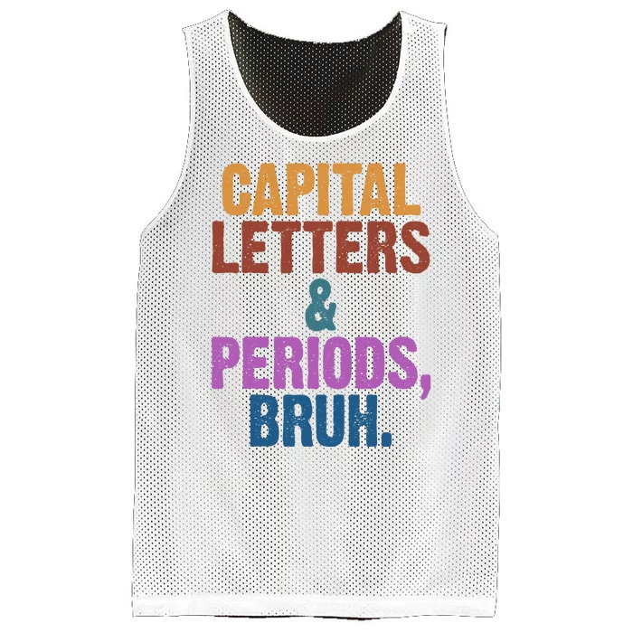 Capital Letters And Periods Bruh Funny School Mesh Reversible Basketball Jersey Tank