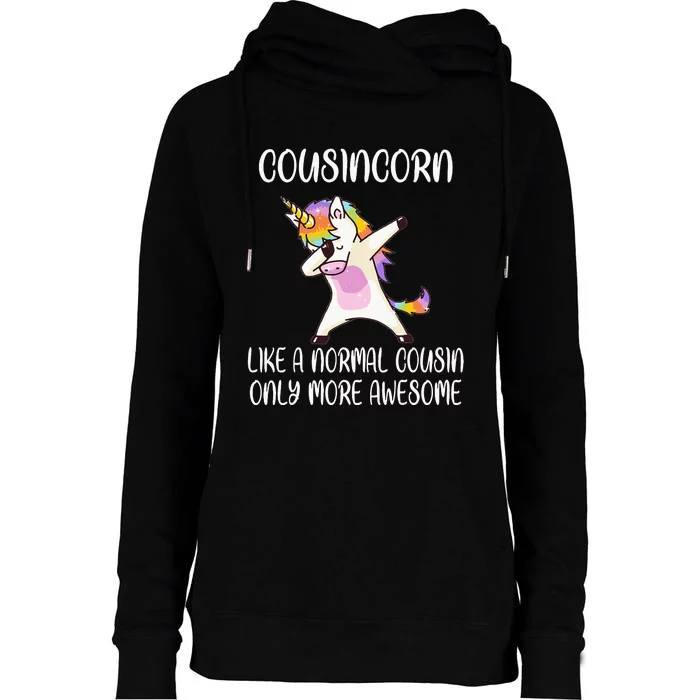 Cousincorn Like A Cousin Only Awesome Dabbing Unicorn Womens Funnel Neck Pullover Hood