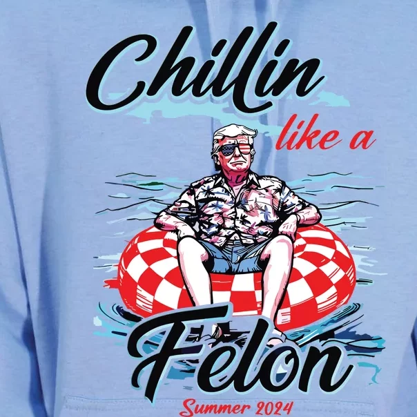 Chillin Like A Felon Retro Summer Pink Funny Trump 2024 Unisex Surf Hoodie