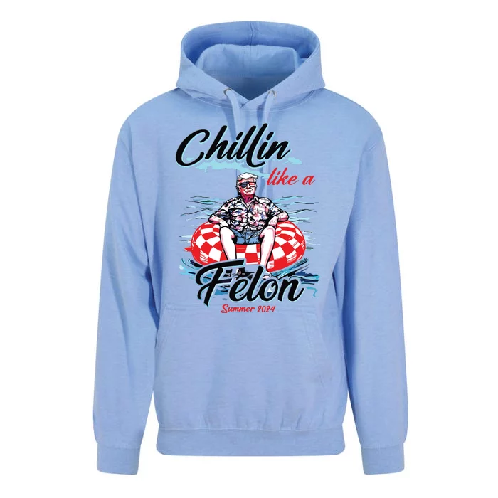 Chillin Like A Felon Retro Summer Pink Funny Trump 2024 Unisex Surf Hoodie