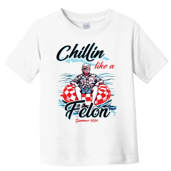 Chillin Like A Felon Retro Summer Pink Funny Trump 2024 Toddler T-Shirt