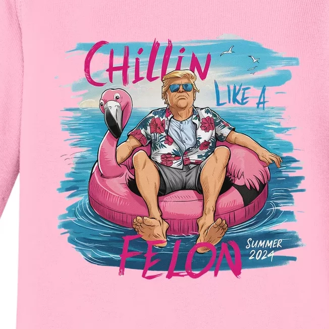 Chillin Like A Felon Trump 2024 Summer Humor Baby Long Sleeve Bodysuit