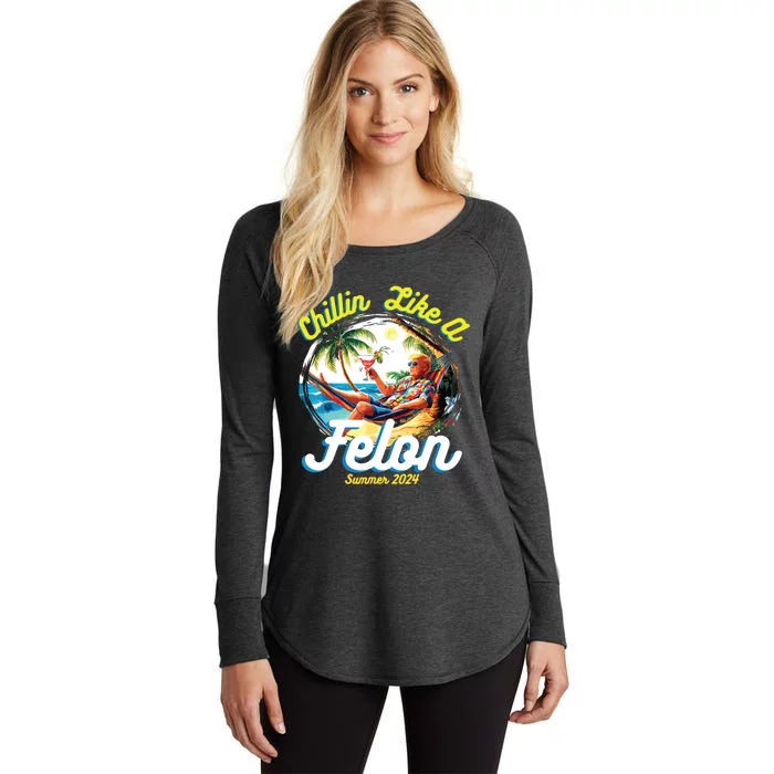 Chillin Like A Felon Summer 2024 Women's Perfect Tri Tunic Long Sleeve Shirt