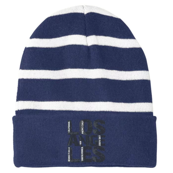 Cool Los Angeles California Dreaming S Los Angeles Gift Striped Beanie with Solid Band