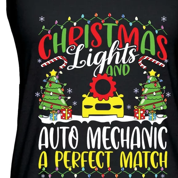 Christmas Light Auto Mechanic Xmas Auto Technician Christmas Ladies Essential Flowy Tank