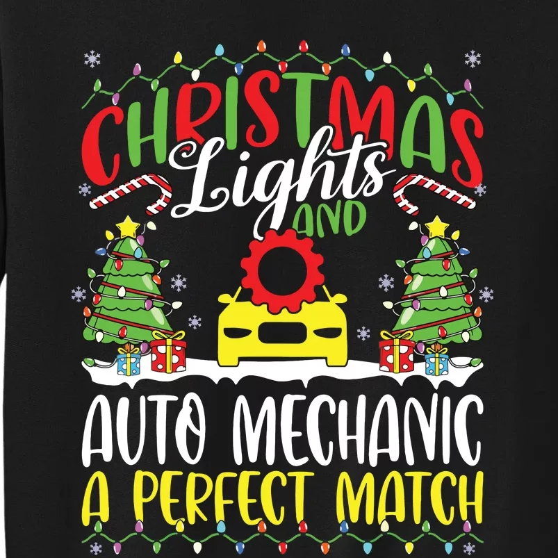 Christmas Light Auto Mechanic Xmas Auto Technician Christmas Tall Sweatshirt