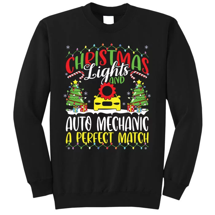 Christmas Light Auto Mechanic Xmas Auto Technician Christmas Tall Sweatshirt