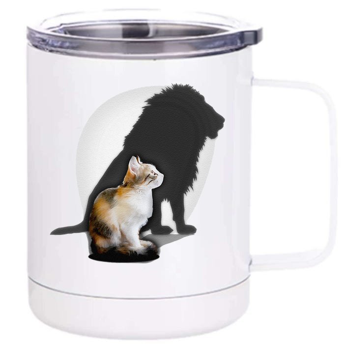 Cat Lion Artwork Cat Lover Tee Lion Front & Back 12oz Stainless Steel Tumbler Cup