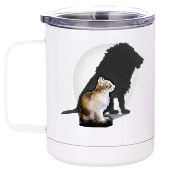 Cat Lion Artwork Cat Lover Tee Lion Front & Back 12oz Stainless Steel Tumbler Cup