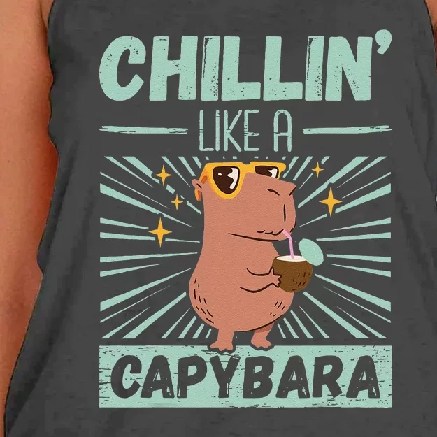 Chillin Like A Capybara Rodent Animals Capybaras Capybara Women's Knotted Racerback Tank