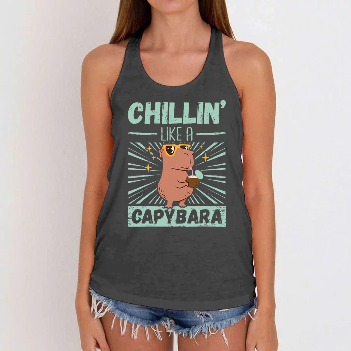 Chillin Like A Capybara Rodent Animals Capybaras Capybara Women's Knotted Racerback Tank