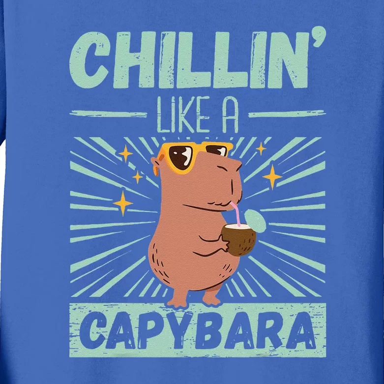 Chillin Like A Capybara Rodent Animals Capybaras Capybara Kids Long Sleeve Shirt