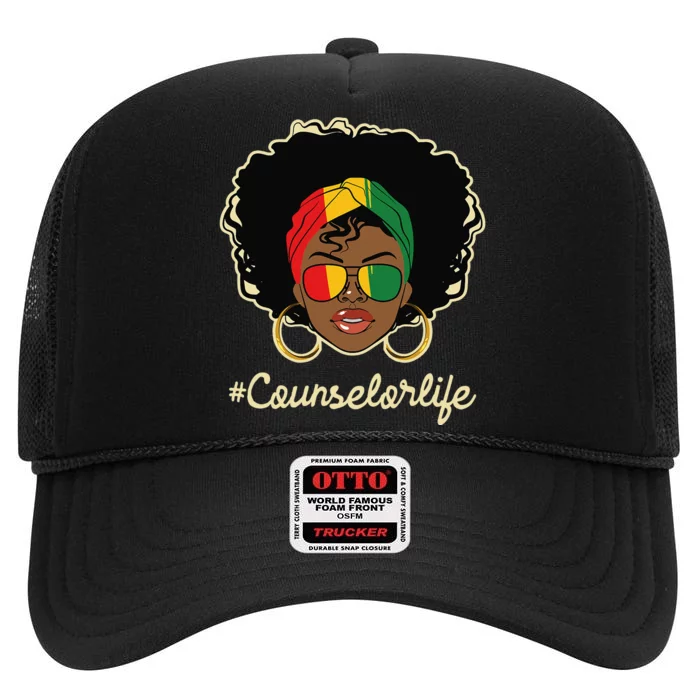 Counselor Life African American Pride Career Counseling High Crown Mesh Trucker Hat