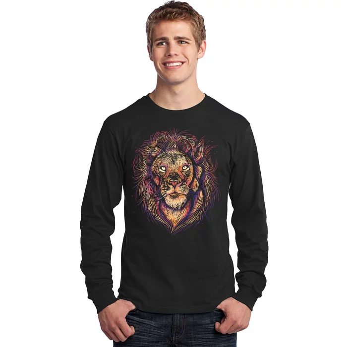 Colorful Lion Abstract Long Sleeve Shirt