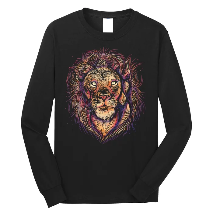 Colorful Lion Abstract Long Sleeve Shirt