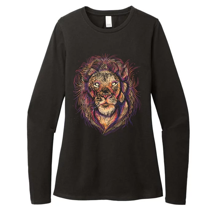 Colorful Lion Abstract Womens CVC Long Sleeve Shirt