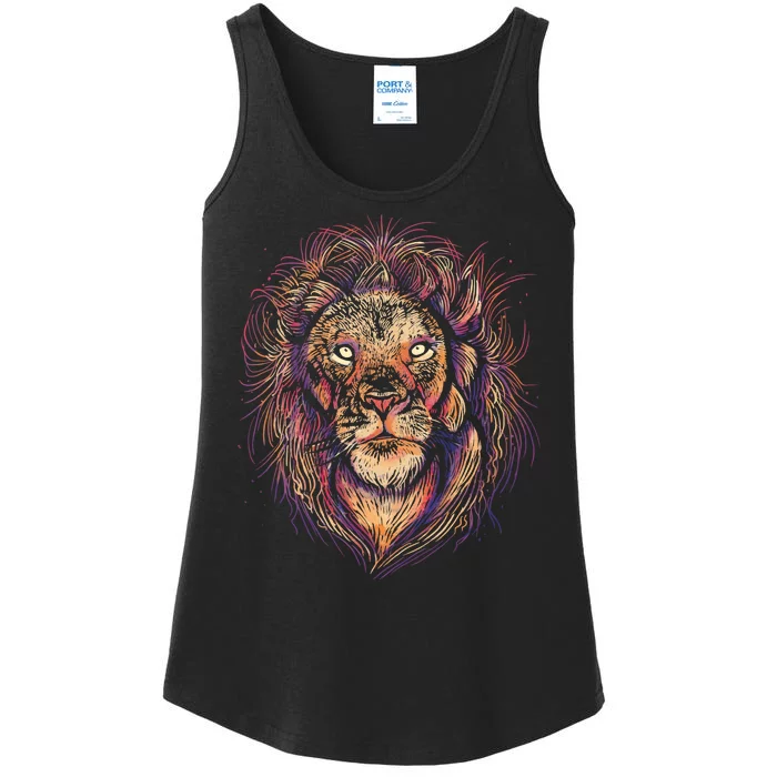 Colorful Lion Abstract Ladies Essential Tank