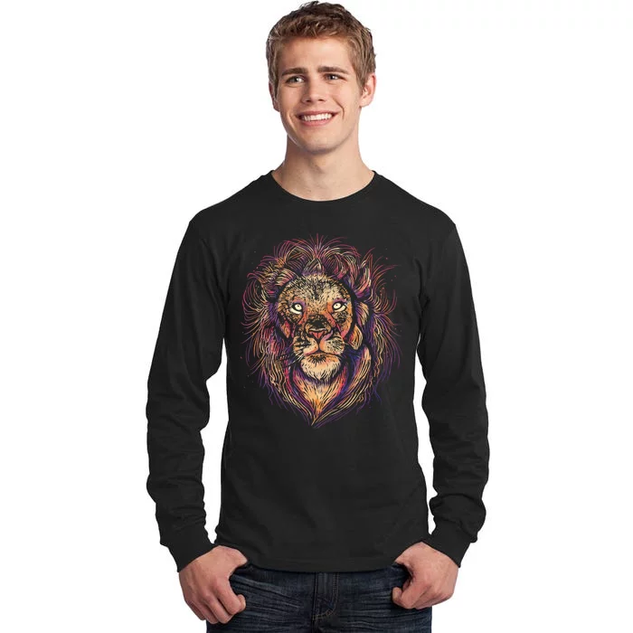 Colorful Lion Abstract Tall Long Sleeve T-Shirt