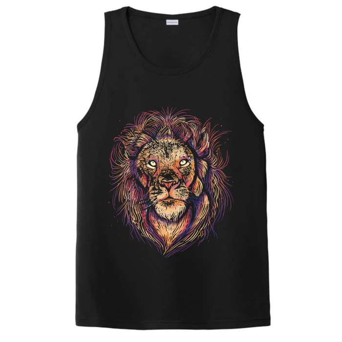 Colorful Lion Abstract Performance Tank