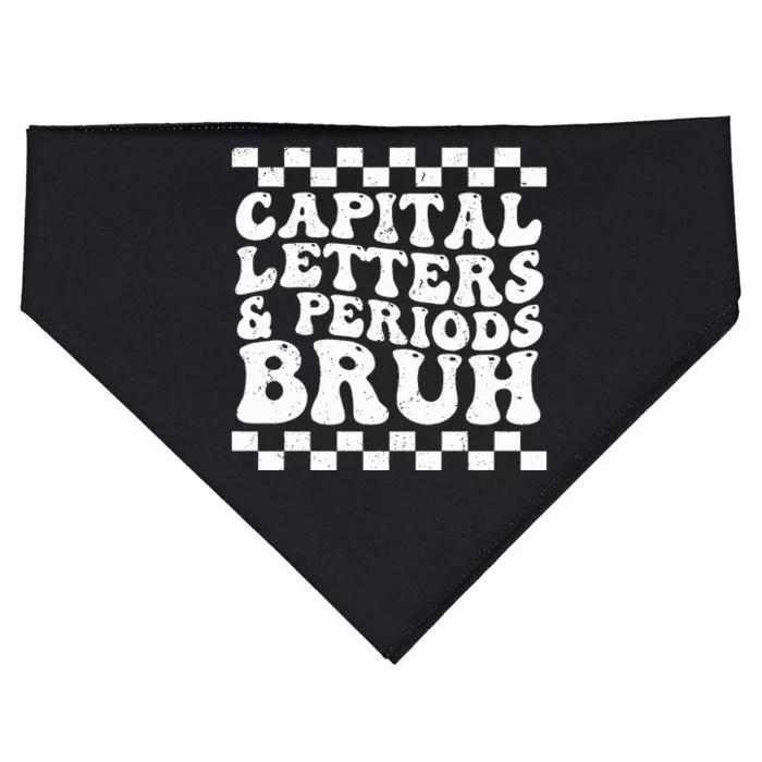 Capital Letters and Periods Bruh Funny Teacher USA-Made Doggie Bandana