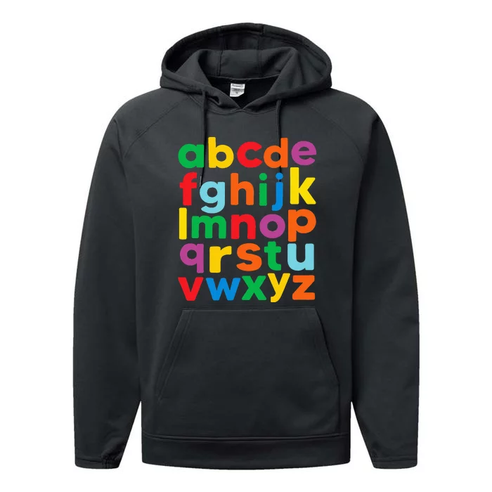 Colorful Letters Alphabet Learning Abcs Performance Fleece Hoodie