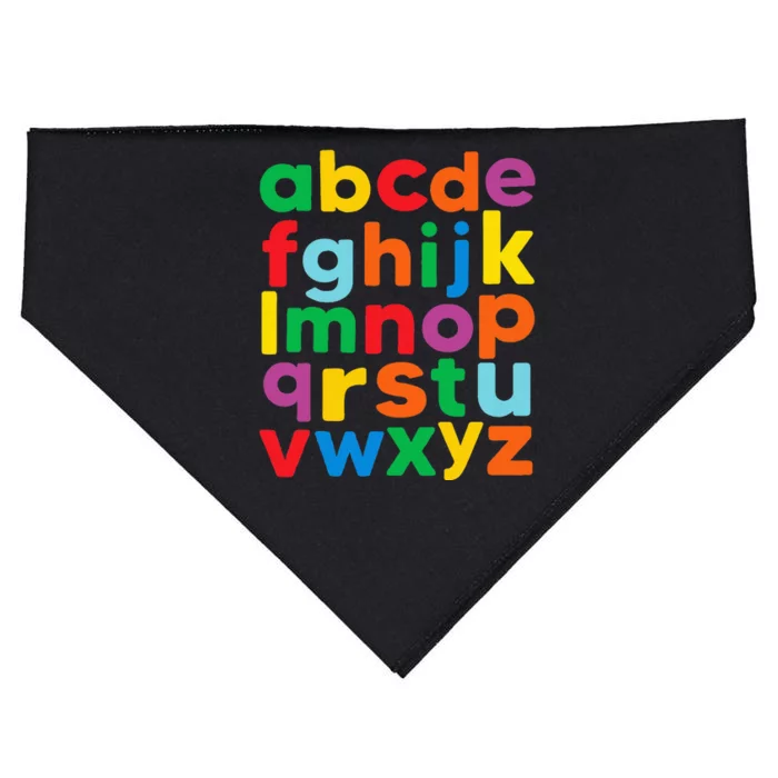 Colorful Letters Alphabet Learning Abcs USA-Made Doggie Bandana