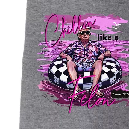 Chillin Like A Felon Retro Summer Pink Funny Trump 2024 Doggie 3-End Fleece Hoodie