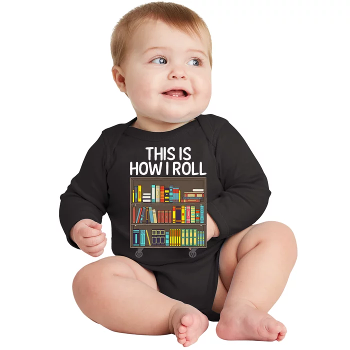 Cute Library Art For  Book Reader School Librarian Baby Long Sleeve Bodysuit