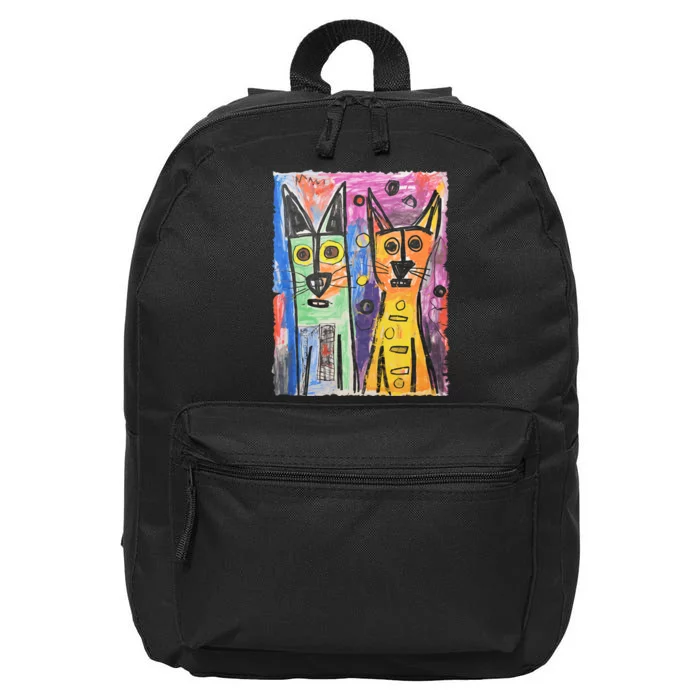 Cat Lover Art For Cat DadS Cat MomS 16 in Basic Backpack