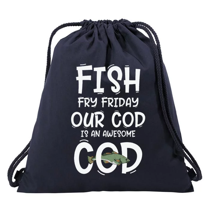 Catholic Lent And Easter Christian Lenten Fish Fry Friday Drawstring Bag