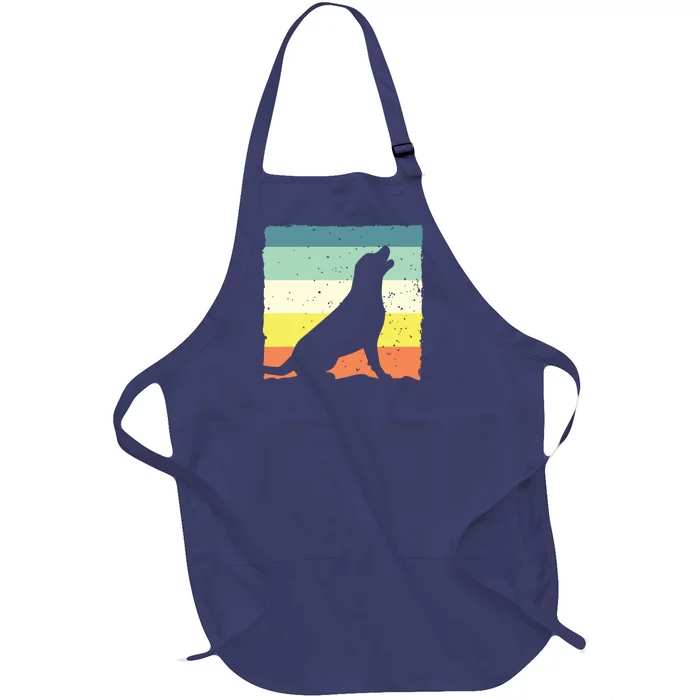 Cool Labrador Art For Men Women Vintage Labrador Retriever Full-Length Apron With Pocket