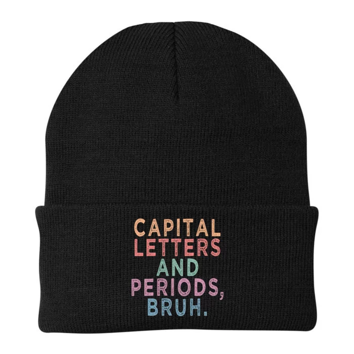 Capital Letters And Periods Bruh Funny English Teacher Knit Cap Winter Beanie