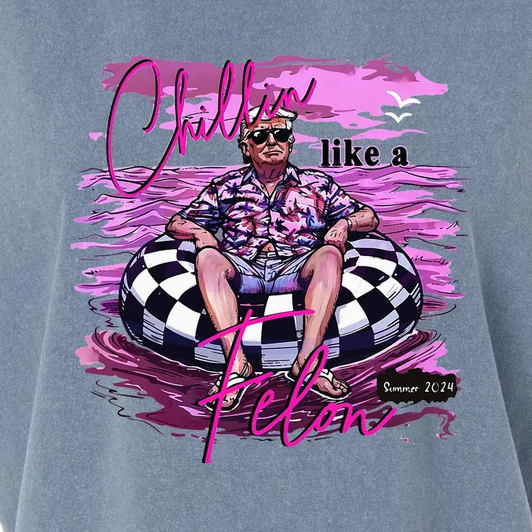 Chillin Like A Felon Retro Summer Pink Funny Trump 2024 Garment-Dyed Women's Muscle Tee